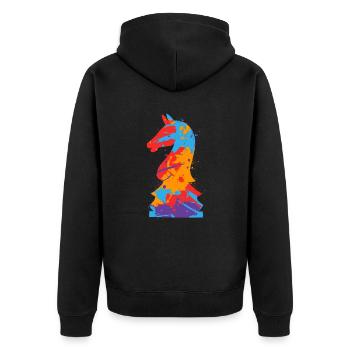Schachfiguren Bunt Brettspiel Frauen Schach Kinder - Unisex Premium Bio Zip Hoodie - Schwarz - Hinten - Nico (187cm)