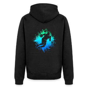 Basketball Sprungwurf Herren Kinder Basketballer - Unisex Premium Bio Zip Hoodie - Schwarz - Hinten - Nico (187cm)