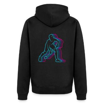 Joueurs de hockey Vintage Hockey Hockey sur gazon pour hommes - Veste à capuche bio Premium Unisexe - noir - Dos - Nico (187cm)