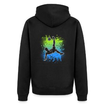 Fußball Spieler Kinder Fußballer Fussball Jungen - Unisex Premium Bio Zip Hoodie - Schwarz - Hinten - Nico (187cm)