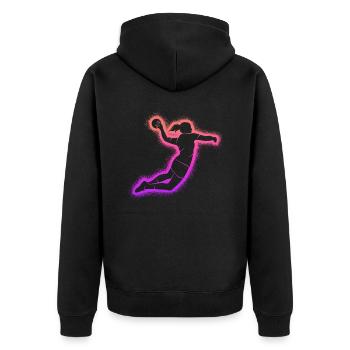 Handball Damen Mädchen Kinder Handballerin - Unisex Premium Bio Zip Hoodie - Schwarz - Hinten - Nico (187cm)