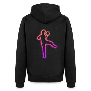 Handball Frauen Handballspieler Handballerin - Unisex Premium Bio Zip Hoodie - Schwarz - Hinten - Nico (187cm)