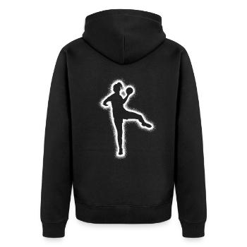 Handball Mädchen Frauen Kinder Handballerin - Unisex Premium Bio Zip Hoodie - Schwarz - Hinten - Nico (187cm)