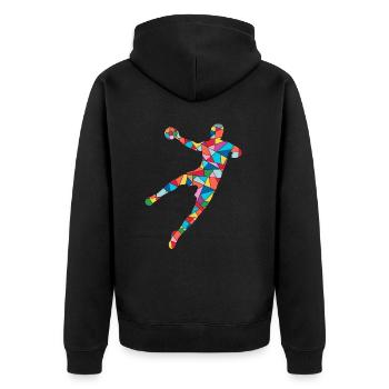 Handball Joueurs Handball Joueurs Hommes Garçons Handball - Veste à capuche bio Premium Unisexe - noir - Dos - Nico (187cm)