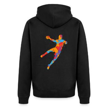 Handball joueurs coloré handball garçons handball - Veste à capuche bio Premium Unisexe - noir - Dos - Nico (187cm)
