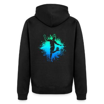 Fussball Kinder Fußballer Jungen Herren Fußball - Unisex Premium Bio Zip Hoodie - Schwarz - Hinten - Nico (187cm)
