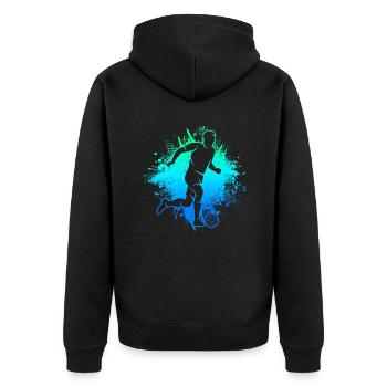 Fussball Fußballer Herren Jungen Fußball Kinder - Unisex Premium Bio Zip Hoodie - Schwarz - Hinten - Nico (187cm)