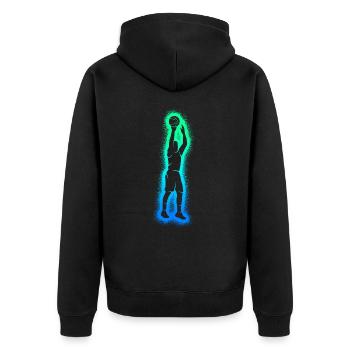 Basketballspieler Kinder Herren Basketball Jungen - Unisex Premium Bio Zip Hoodie - Schwarz - Hinten - Nico (187cm)