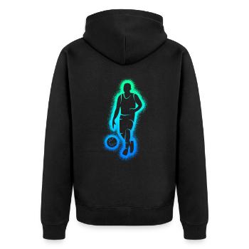 Basketballspieler Herren Kinder Basketball Jungen - Unisex Premium Bio Zip Hoodie - Schwarz - Hinten - Nico (187cm)