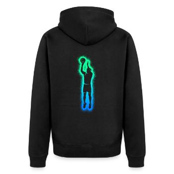Basketballspieler Kinder Jungen Basketball Herren - Unisex Premium Bio Zip Hoodie - Schwarz - Hinten - Nico (187cm)