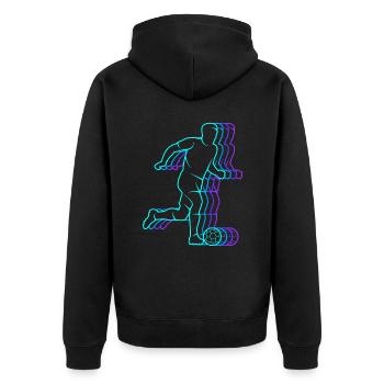 Fussball vintage Fußballer Herren Fußball Kinder - Unisex Premium Bio Zip Hoodie - Schwarz - Hinten - Nico (187cm)