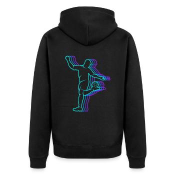 Fussball vintage Kinder Fußballer Herren Fußball - Unisex Premium Bio Zip Hoodie - Schwarz - Hinten - Nico (187cm)