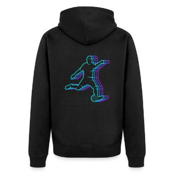 Fussball vintage Kinder Fußballer Jungen Fußball - Unisex Premium Bio Zip Hoodie - Schwarz - Hinten - Nico (187cm)