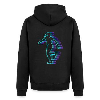 Fussball vintage Fußballerin Damen Fussball Kinder - Unisex Premium Bio Zip Hoodie - Schwarz - Hinten - Nico (187cm)