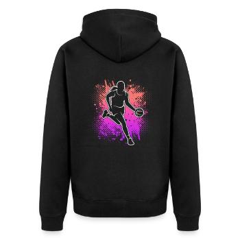 Basketball Kinder Damen Basketballer Mädchen - Unisex Premium Bio Zip Hoodie - Schwarz - Hinten - Nico (187cm)