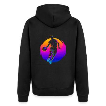 Joueur de basket-ball Vaporwave - Veste à capuche bio Premium Unisexe - noir - Dos - Nico (187cm)