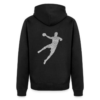 Handball Handballer Fingerabdruck Herren - Unisex Premium Bio Zip Hoodie - Schwarz - Hinten - Nico (187cm)
