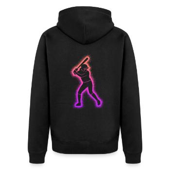 Baseball Spielerin Frauen Kinder Baseballspielerin - Unisex Premium Bio Zip Hoodie - Schwarz - Hinten - Nico (187cm)