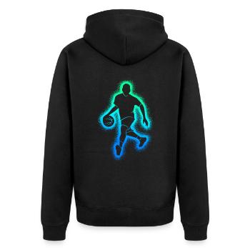 Basketballspieler Basketballer Jungen Basketball - Unisex Premium Bio Zip Hoodie - Schwarz - Hinten - Nico (187cm)