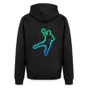 Handballspieler Kinder Handballer Herren Handball - Unisex Premium Bio Zip Hoodie - Schwarz - Hinten - Nico (187cm)