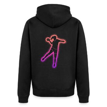 Handball Damen Handballspieler Kinder Handballerin - Unisex Premium Bio Zip Hoodie - Schwarz - Hinten - Nico (187cm)
