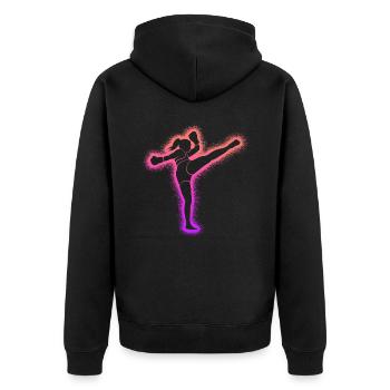 Muay Thai Bunter Kickboxer Kickboxen Mädchen - Unisex Premium Bio Zip Hoodie - Schwarz - Hinten - Nico (187cm)
