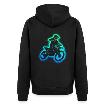 Dirt Bike Motorrad Dirtbike Jungen Motocross - Unisex Premium Bio Zip Hoodie - Schwarz - Hinten - Nico (187cm)