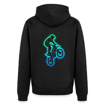Dirt Bike Motorrad Dirtbike Kinder Motocross - Unisex Premium Bio Zip Hoodie - Schwarz - Hinten - Nico (187cm)