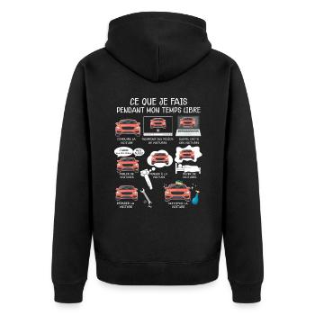 Voiture Idée Cadeau Humour Homme - Veste à capuche bio Premium Unisexe - noir - Dos - Nico (187cm)