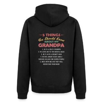 5 Things You Should Know About My Grandpa - Unisex Premium Organic Zip Hoodie - black - Back - Nico (187cm)
