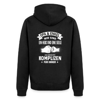 Opa Enkel Enkelkinder Opi Enkelin Komplizen - Unisex Premium Bio Zip Hoodie - Schwarz - Hinten - Nico (187cm)