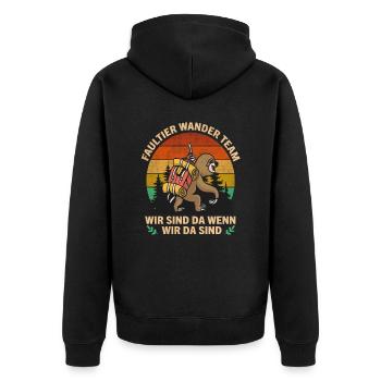 Wandern Faultier Wander Team Sloth Hiking Berge - Unisex Premium Bio Zip Hoodie - Schwarz - Hinten - Nico (187cm)