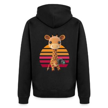 Photographier Safari Girafe - Veste à capuche bio Premium Unisexe - noir - Dos - Nico (187cm)