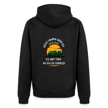 Landwirt-Gülle fahren oder ich hat sie gesagt ... - Unisex Premium Bio Zip Hoodie - Schwarz - Hinten - Nico (187cm)