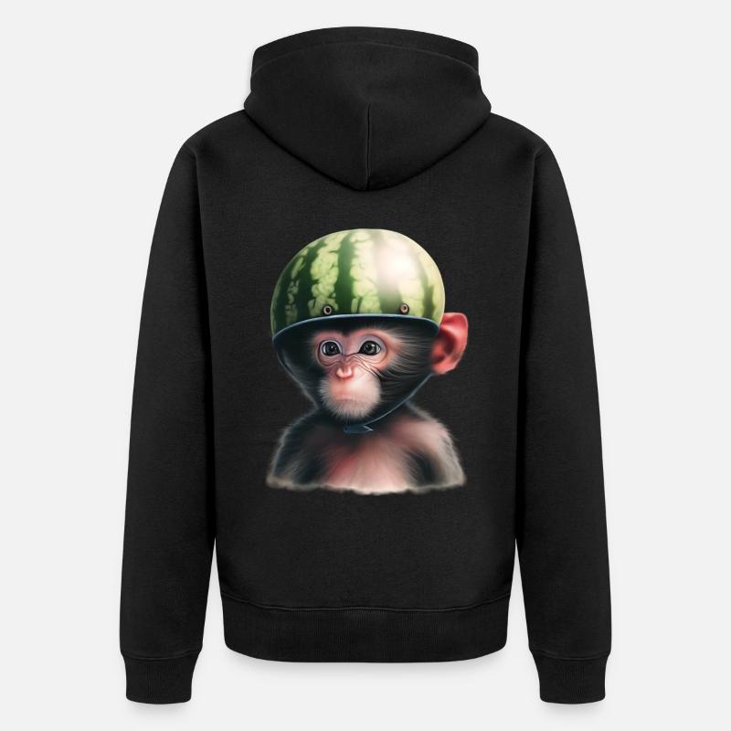 Singe à la pastèque - Veste à capuche bio Premium Unisexe - noir