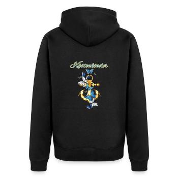 Küstenkinder-Anker mit Schmetterlingen - Unisex Premium Bio Zip Hoodie - Schwarz - Hinten - Nico (187cm)
