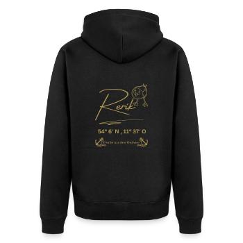 Rerik-Möwe-Anker-Ostsee-Koordinaten - Unisex Premium Bio Zip Hoodie - Schwarz - Hinten - Nico (187cm)