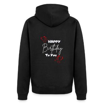 Joyeux anniversaire à vous-avec des cœurs - Veste à capuche bio Premium Unisexe - noir - Dos - Nico (187cm)