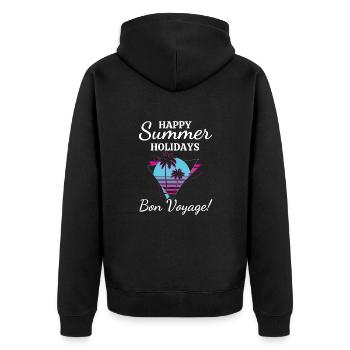 Happy Summer Holidays-Bon Voyage!-Sommer Urlaub - Unisex Premium Bio Zip Hoodie - Schwarz - Hinten - Nico (187cm)
