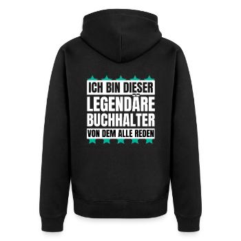 Ich bin dieser legendäre Buchhalter - Unisex Premium Bio Zip Hoodie - Schwarz - Hinten - Nico (187cm)