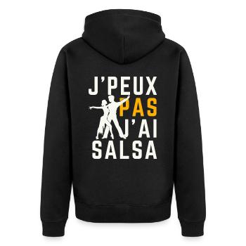 Ich kann keine Salsa - Unisex Premium Bio Zip Hoodie - Schwarz - Hinten - Nico (187cm)