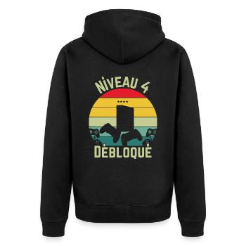 Niveau 4 Débloqué - Veste à capuche bio Premium Unisexe - noir - Dos - Nico (187cm)