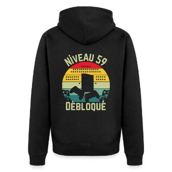 Niveau 59 Débloqué - Veste à capuche bio Premium Unisexe - noir - Dos - Nico (187cm)
