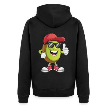 Kiwi - Unisex Premium Bio Zip Hoodie - Schwarz - Hinten - Nico (187cm)