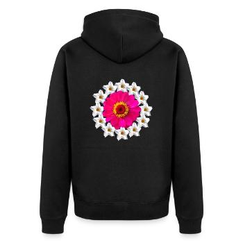 Zinnie Fleur Motif Floral Fleur Zinnia Florale - Veste à capuche bio Premium Unisexe - noir - Dos - Nico (187cm)