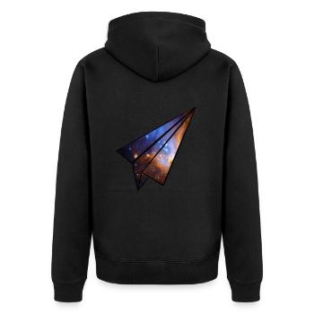 Paper Airplane Universe - Unisex Premium Organic Zip Hoodie - black - Back - Nico (187cm)