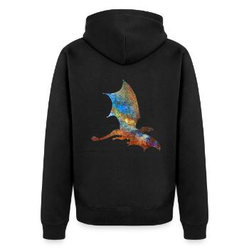 Farbiger Drache - Unisex Premium Bio Zip Hoodie - Schwarz - Hinten - Nico (187cm)