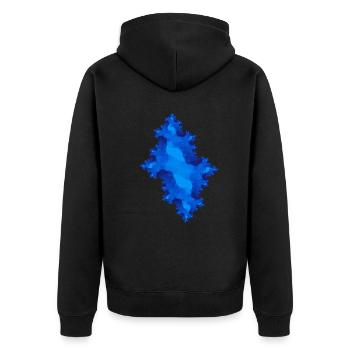 fractal blue - Unisex Premium Organic Zip Hoodie - black - Back - Nico (187cm)