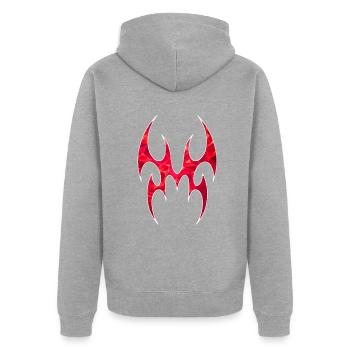 Alien Spider made of red polygons - Unisex Premium Organic Zip Hoodie - heather grey - Back - Nico (187cm)
