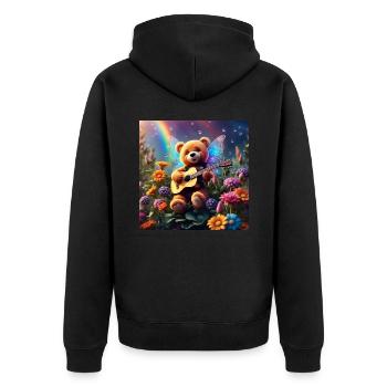 Teddybär singt dir ein Lied - Unisex Premium Bio Zip Hoodie - Schwarz - Hinten - Nico (187cm)